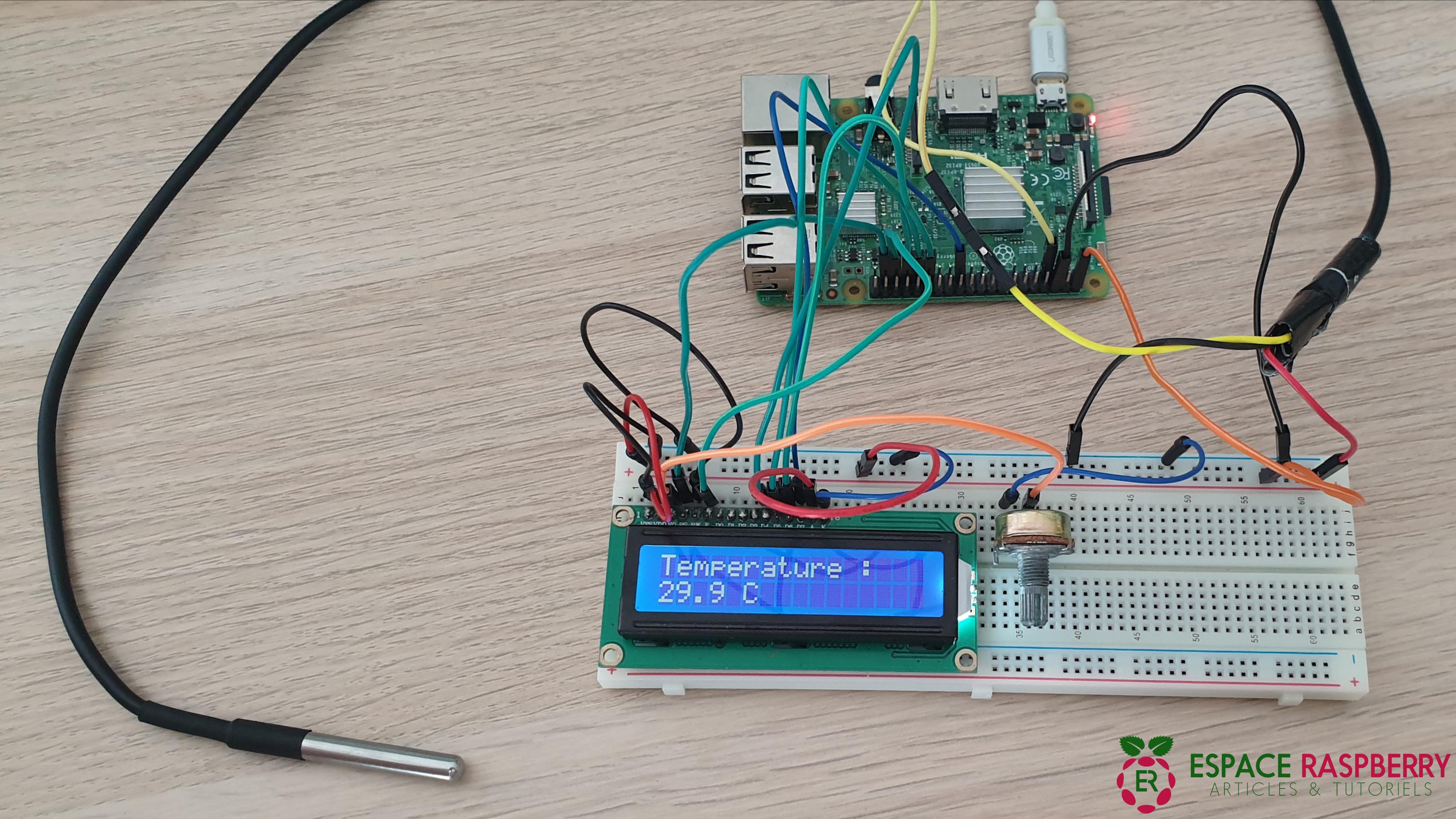 Démonstration projet température sur ecran LCD - Raspberry Lab
