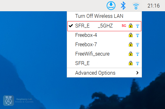 Fenêtre montrant les réseaux Wi-Fi détectés par le Raspberry Pi
